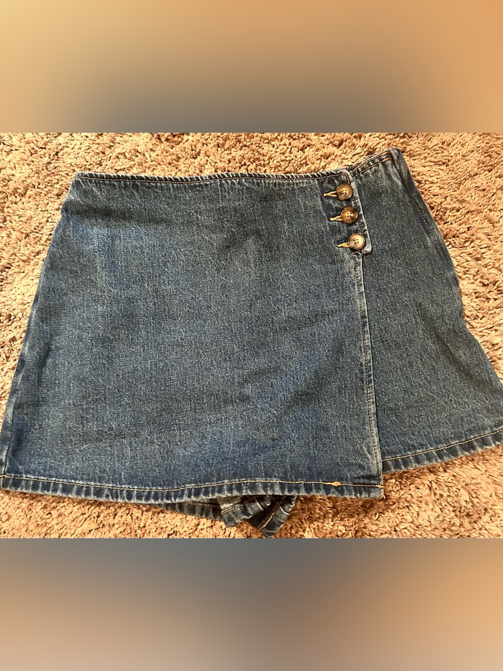 Forever 21 Blue Denim Skort with Side Button Detail